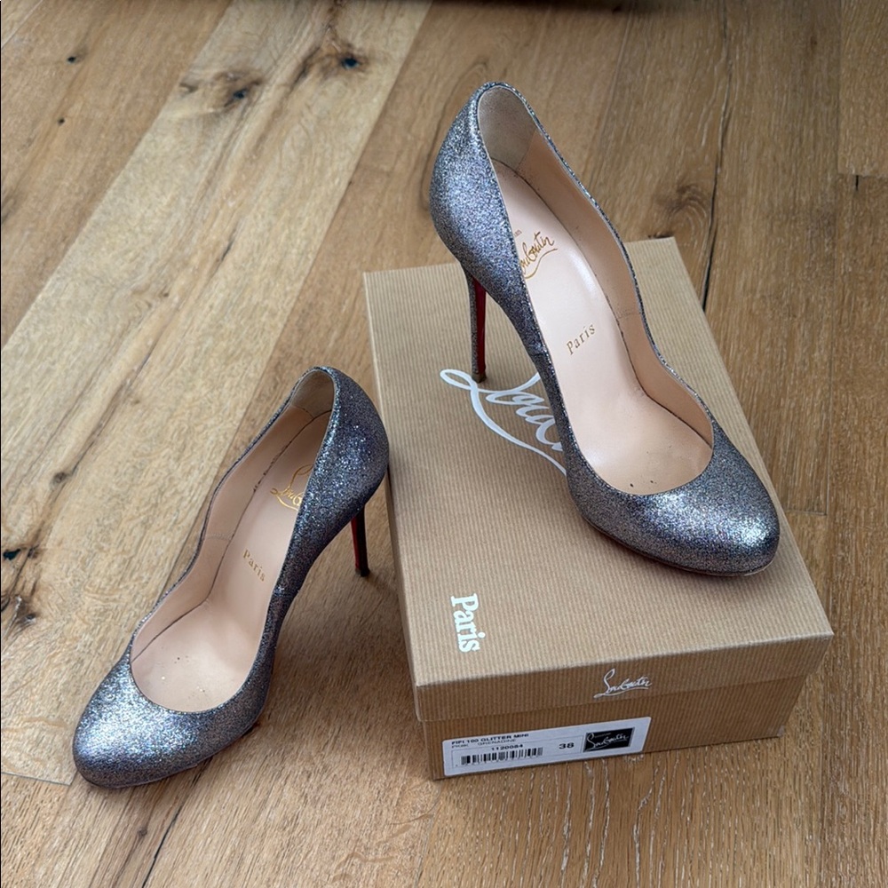 Christian Louboutin Glitter Fifi 100 Pumps- Size 38